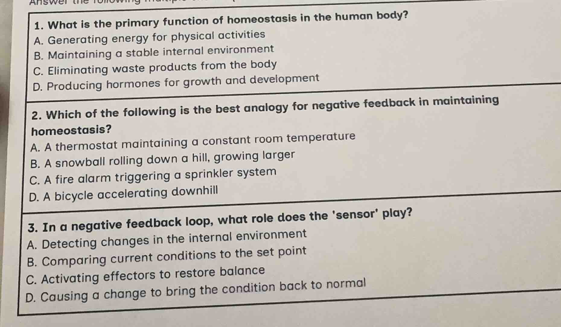 1. what is the primary function of homeostasis in the human body? a. ge…