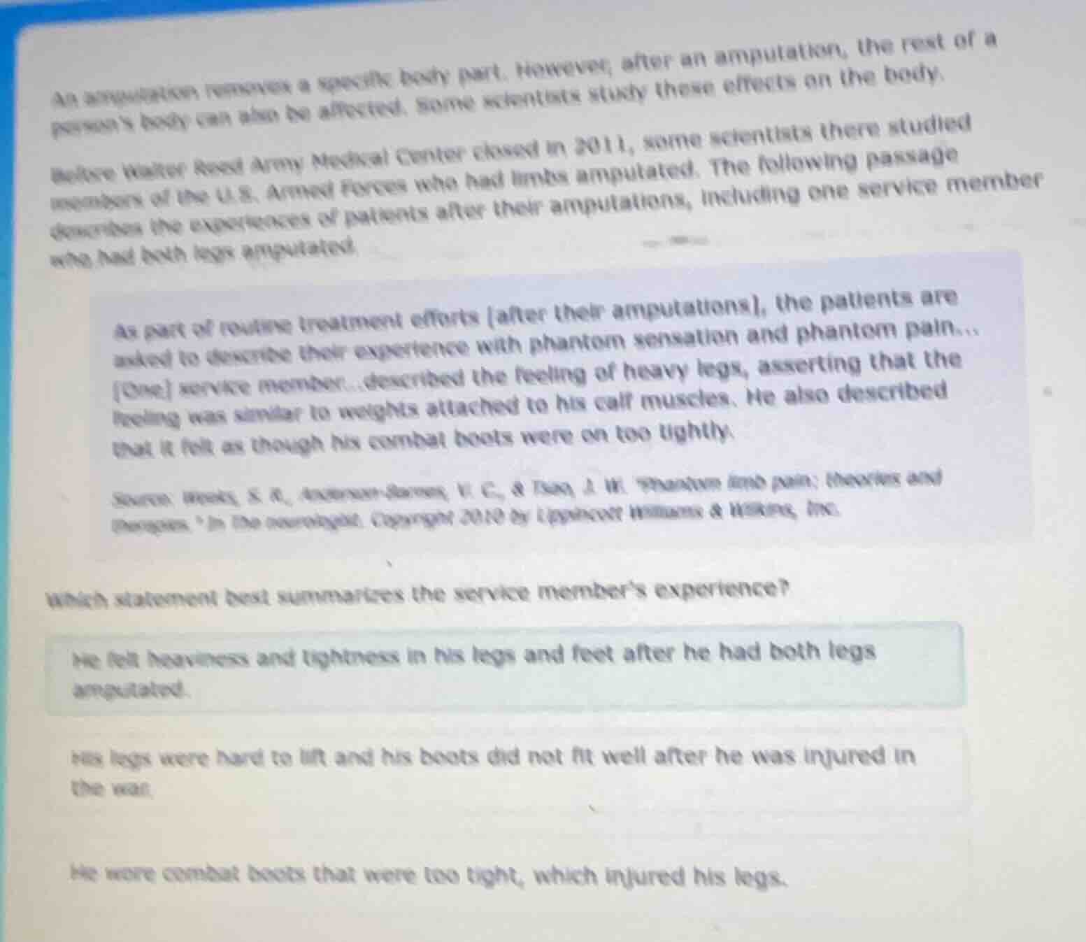 an amputation removes a specific body part. however, after an amputatio…