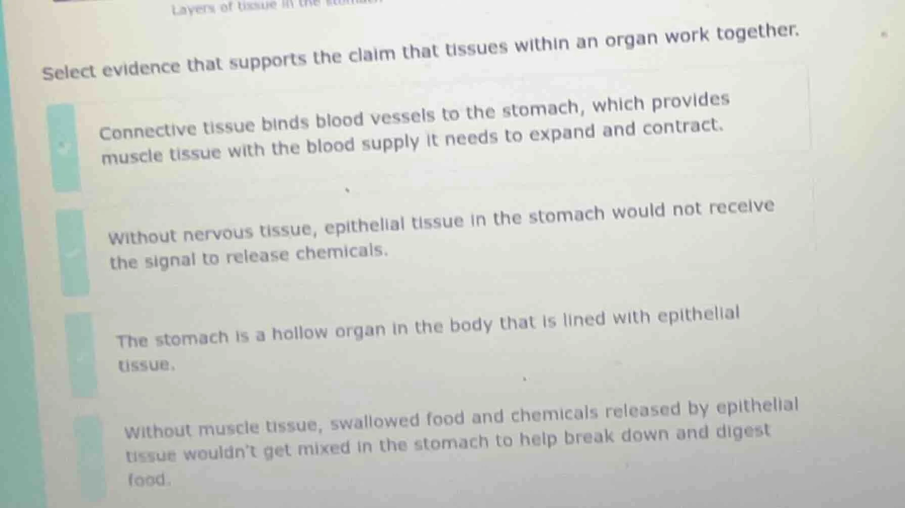 layers of tissue in theselect evidence that supports the claim that tis…