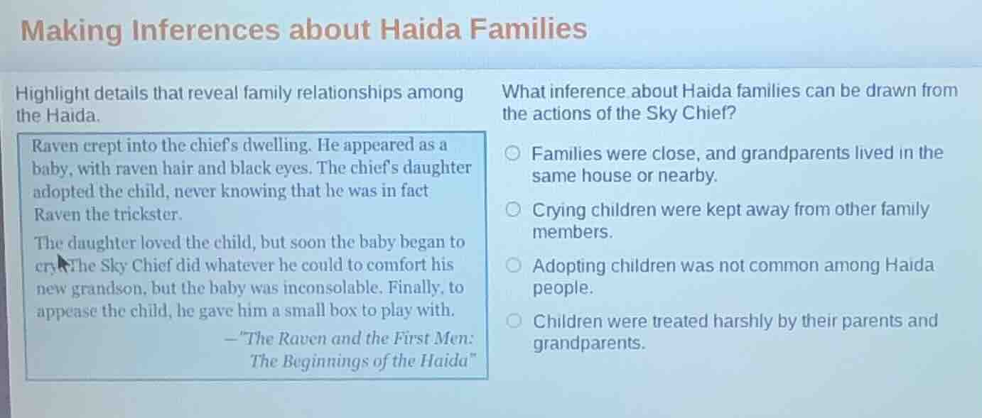 making inferences about haida families highlight details that reveal fa…