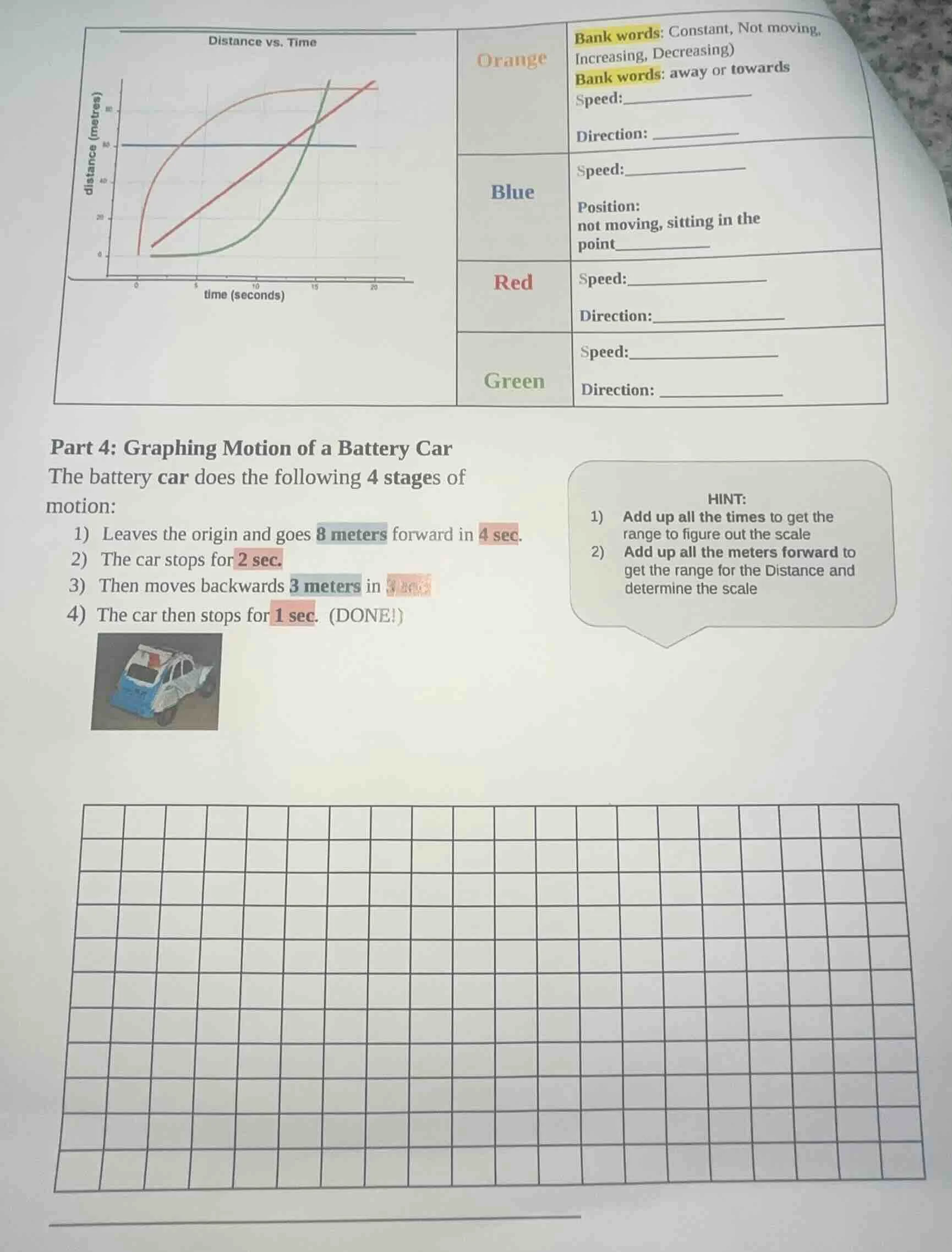 distance vs. timebank words: constant, not moving,increasing, decreasin…