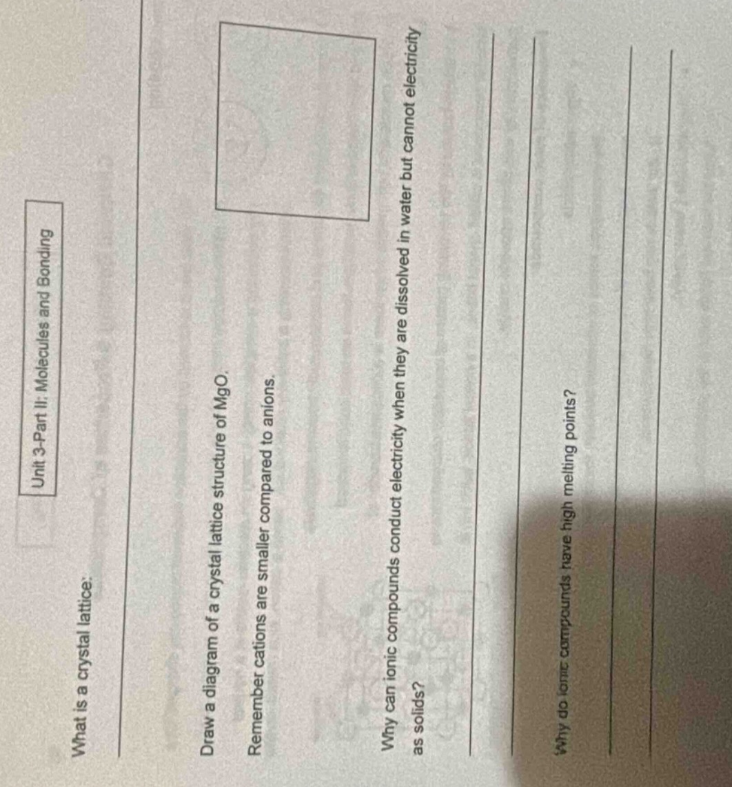 unit 3-part ii: molecules and bonding what is a crystal lattice: draw a…