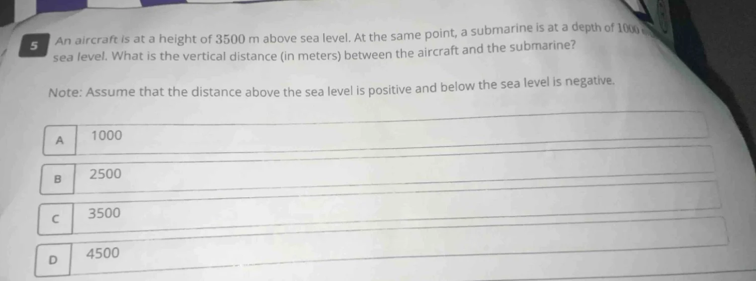 5 an aircraft is at a height of 3500 m above sea level. at the same poi…