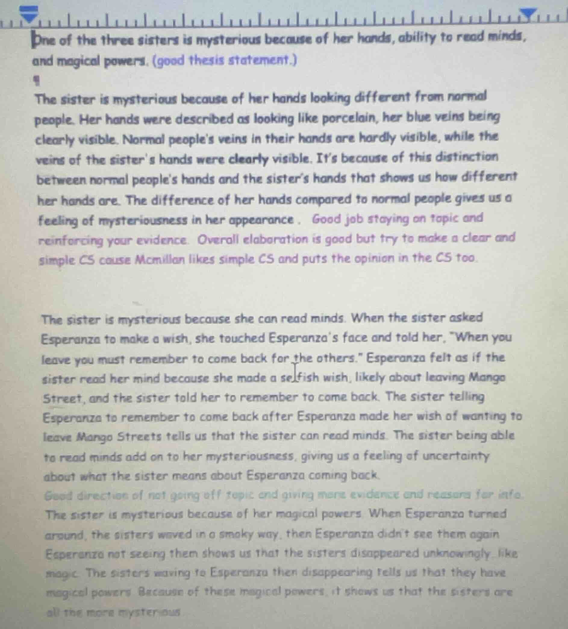 one of the three sisters is mysterious because of her hands, ability to…