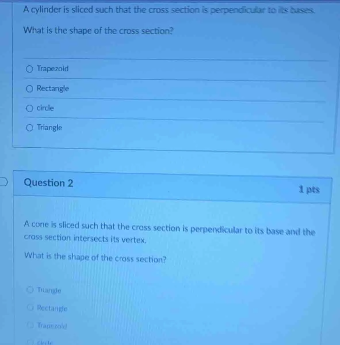 a cylinder is sliced such that the cross section is perpendicular to it…