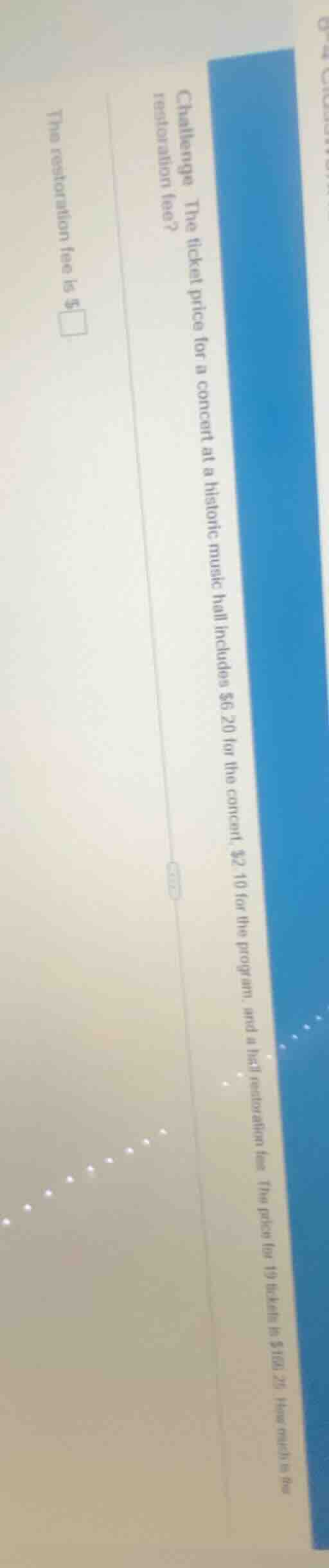 challenge the ticket price for a concert at a historic music hall inclu…