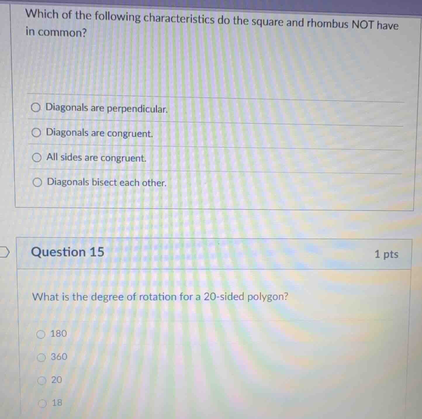 which of the following characteristics do the square and rhombus not ha…