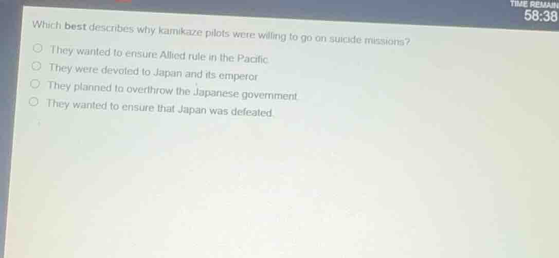 which best describes why kamikaze pilots were willing to go on suicide …