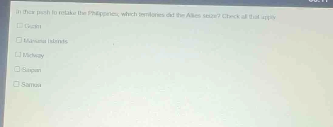 in their push to retake the philippines, which territories did the alli…