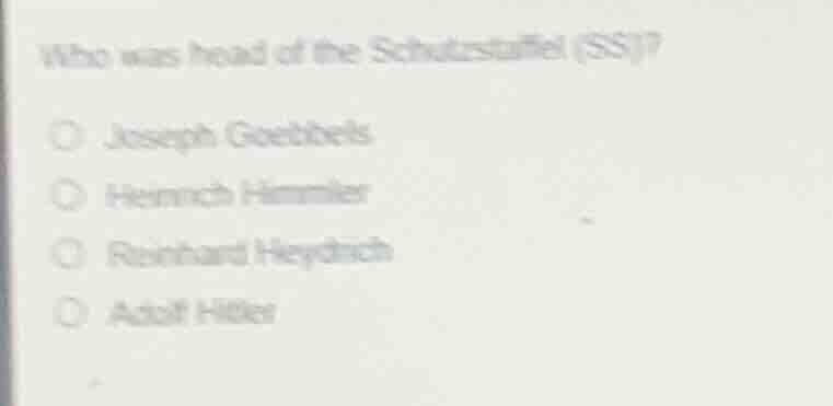who was head of the schutzstaffel (ss)? joseph goebbels heinrich himmle…