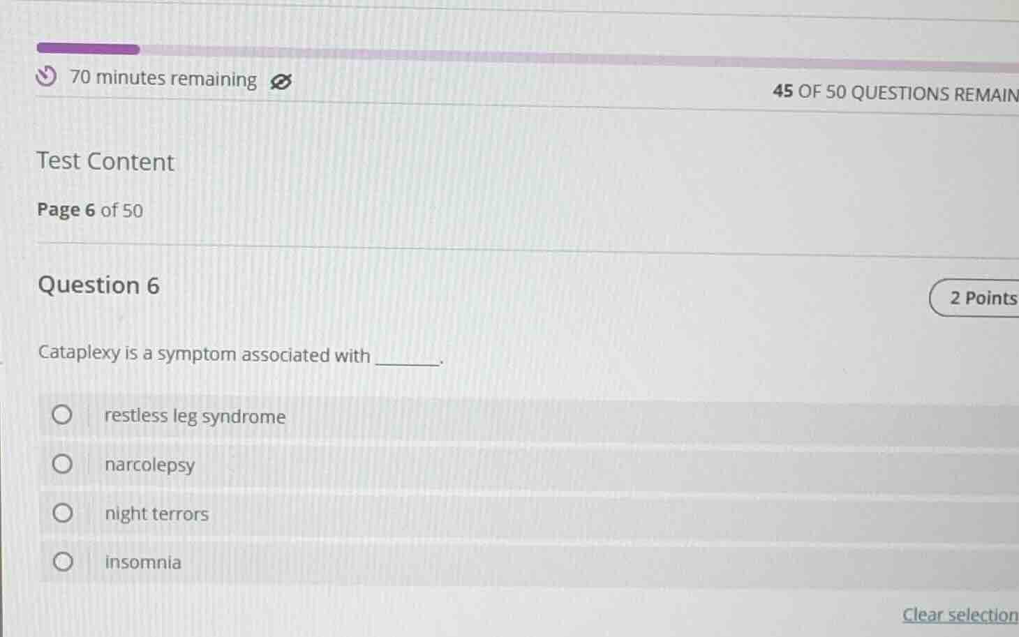 70 minutes remaining45 of 50 questions remaintest contentpage 6 of 50qu…