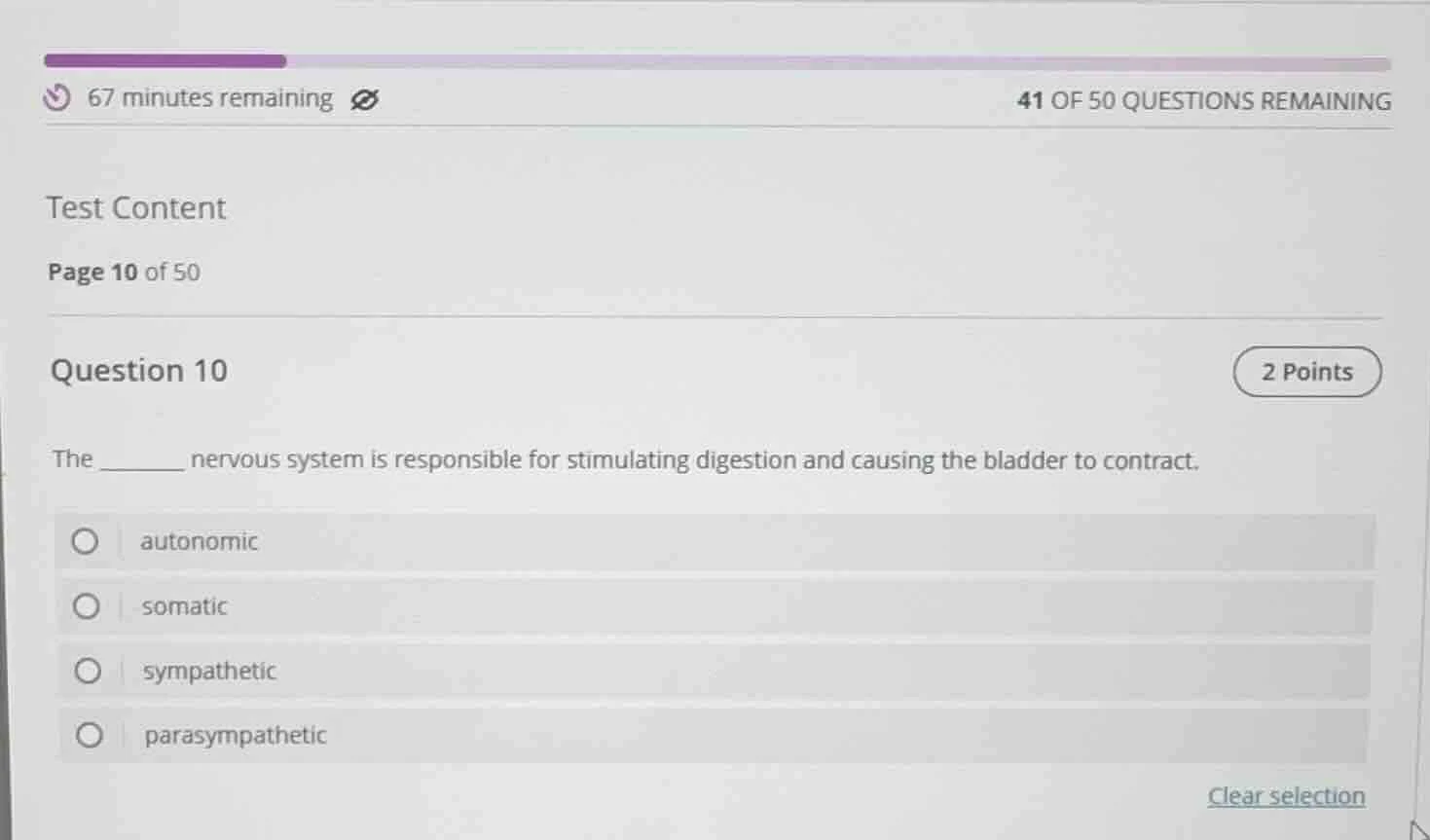 67 minutes remaining41 of 50 questions remainingtest contentpage 10 of …
