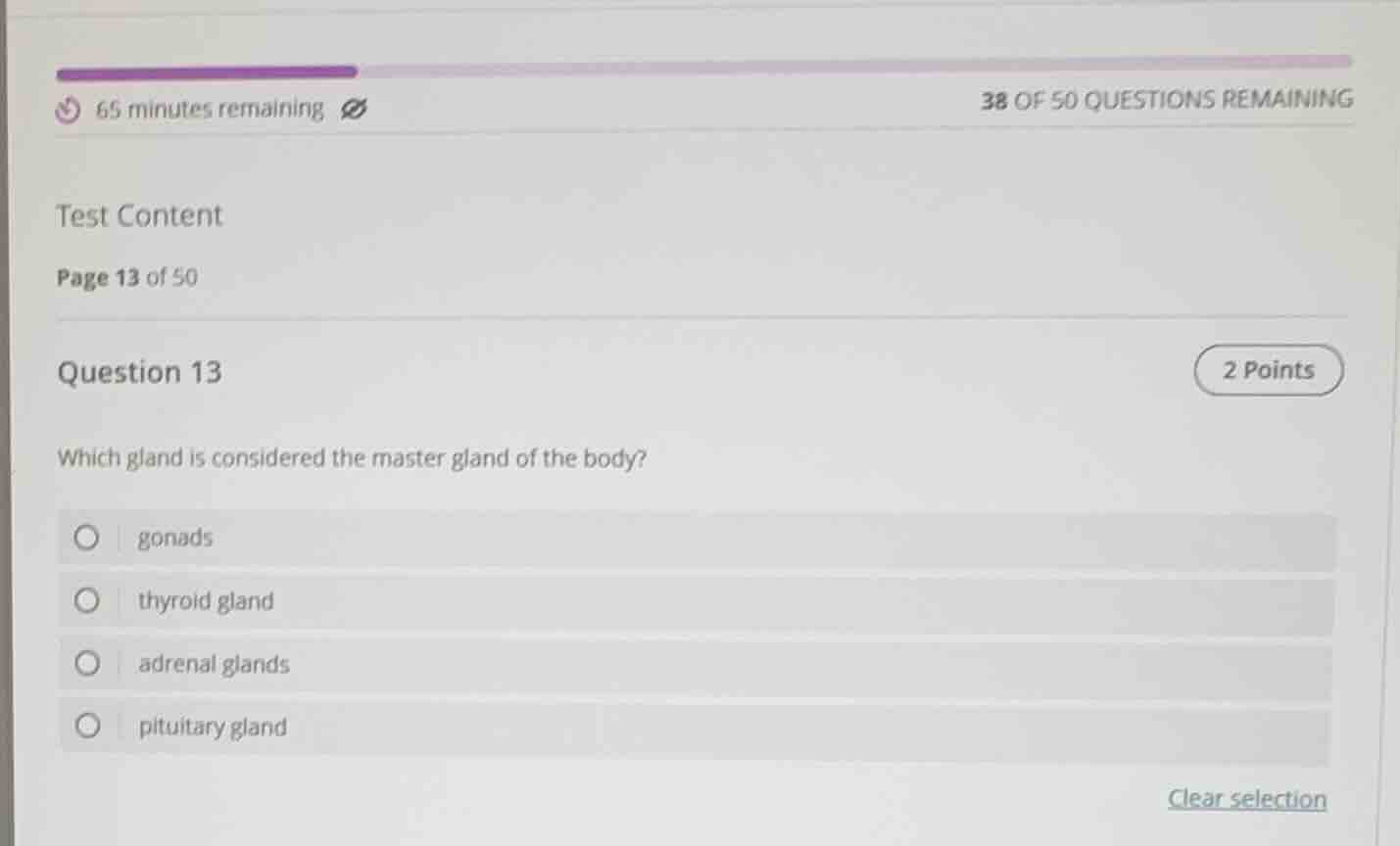 65 minutes remaining38 of 50 questions remainingtest contentpage 13 of …