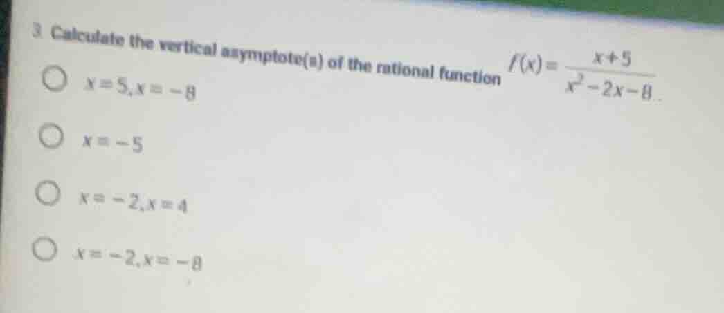3 calculate the vertical asymptote(s) of the rational function $f(x)=\\…