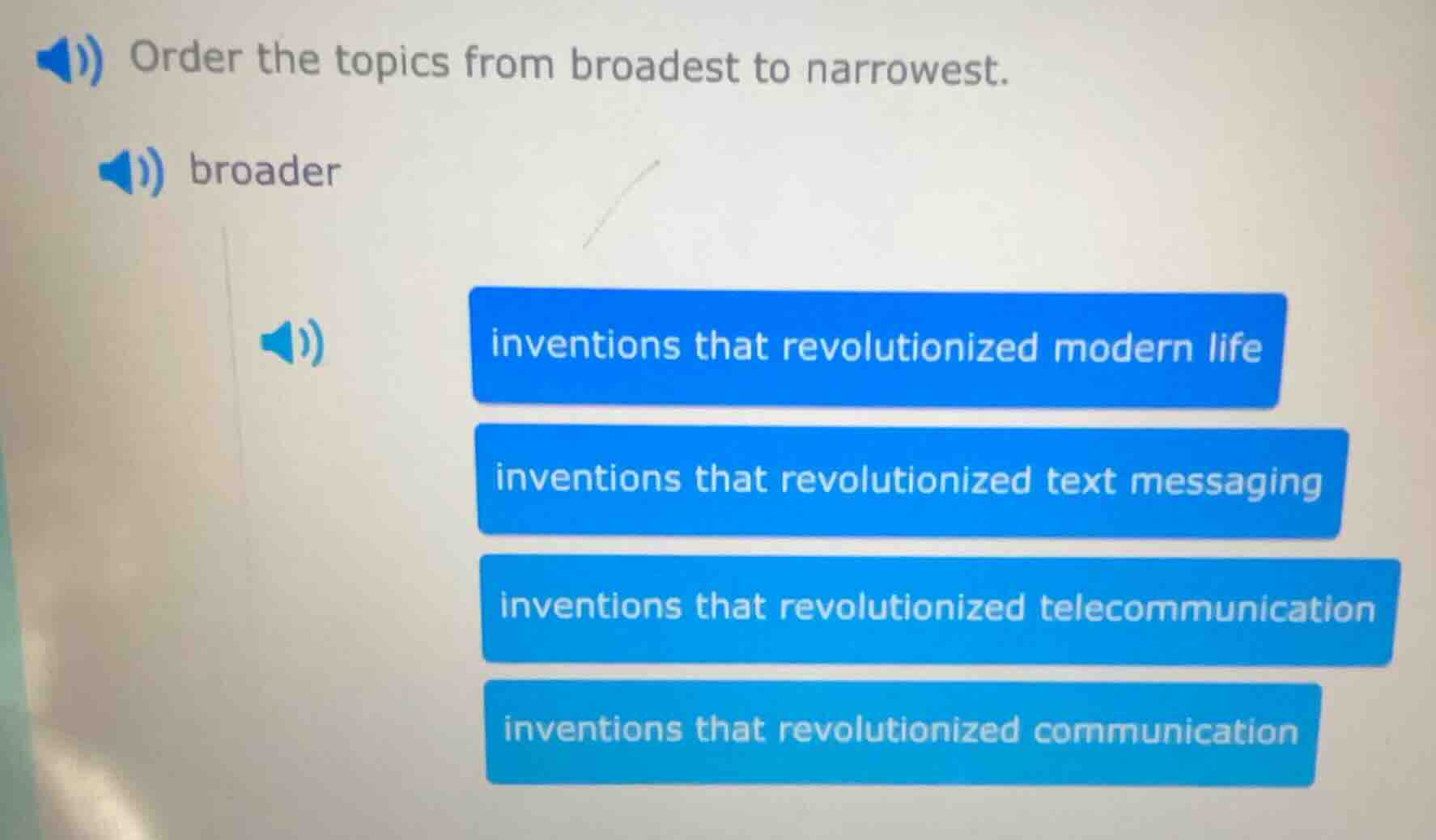 order the topics from broadest to narrowest. broader inventions that re…
