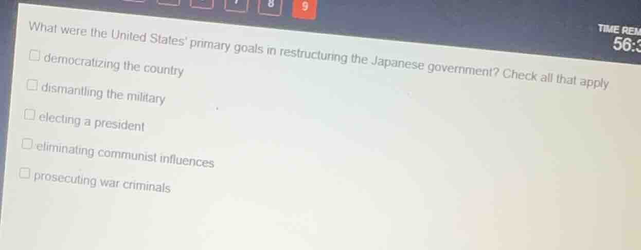 what were the united states primary goals in restructuring the japanese…