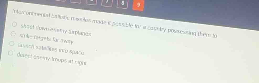 intercontinental ballistic missiles made it possible for a country poss…