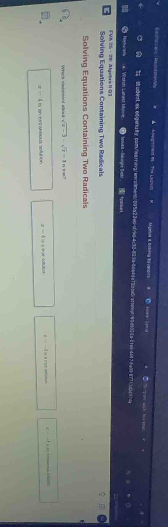 eva 25 - 26: algebra ii 03 solving equations containing two radicals so…