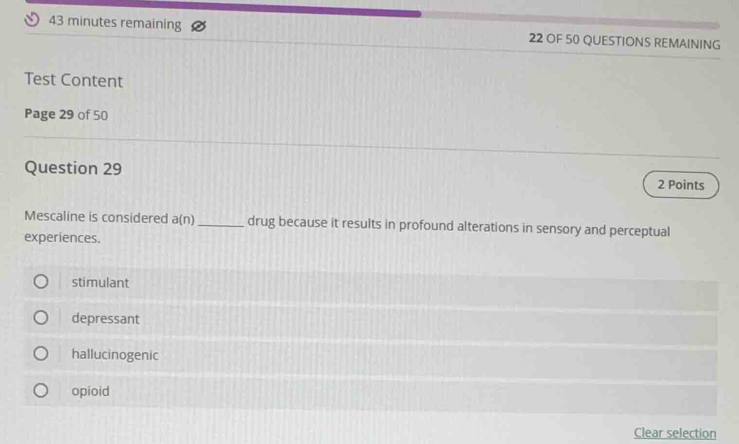 43 minutes remaining22 of 50 questions remainingtest contentpage 29 of …