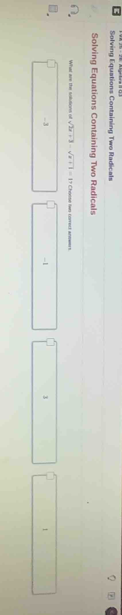 fva 25-28: algebra ii q3 solving equations containing two radicals solv…