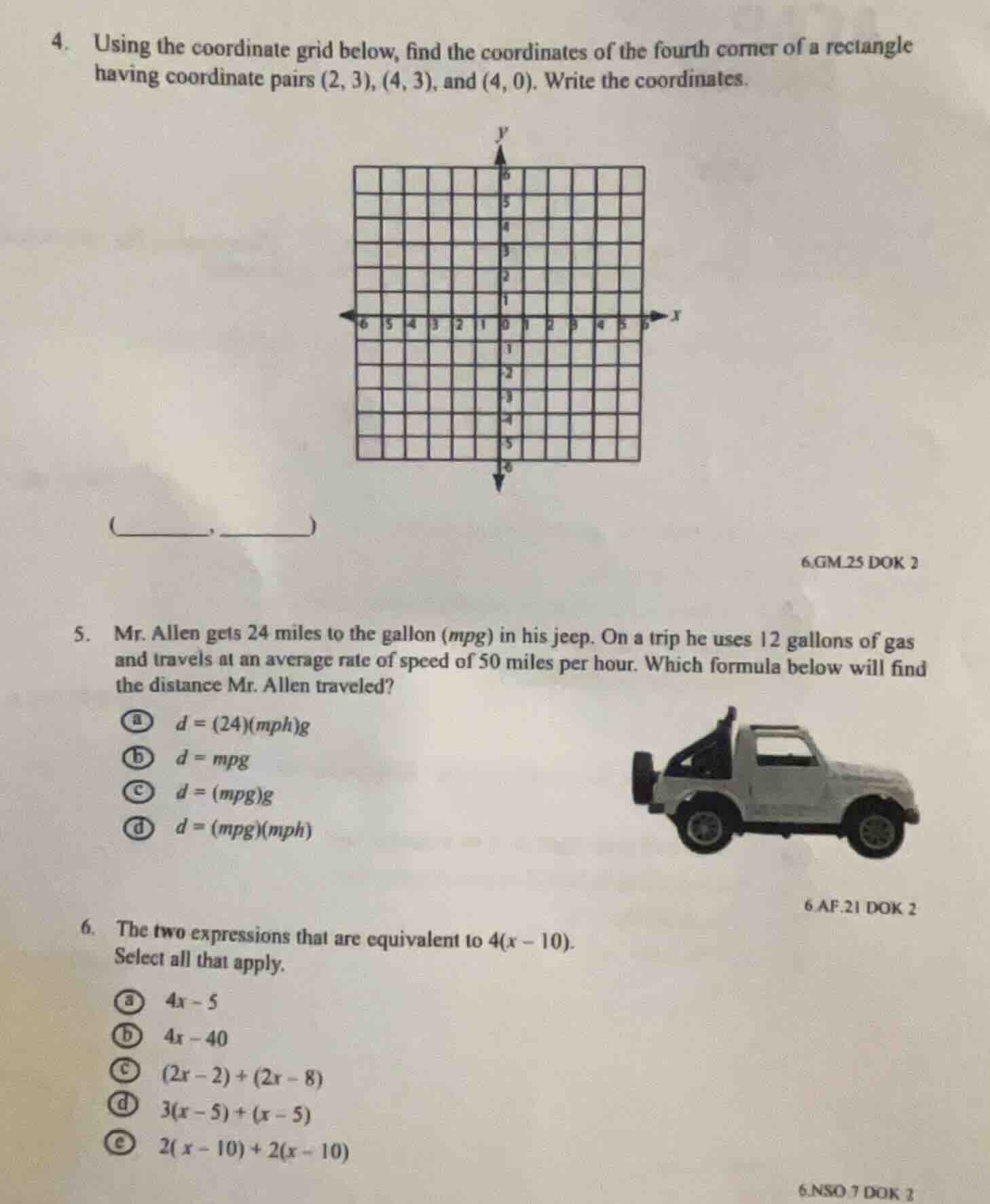 4. using the coordinate grid below, find the coordinates of the fourth …