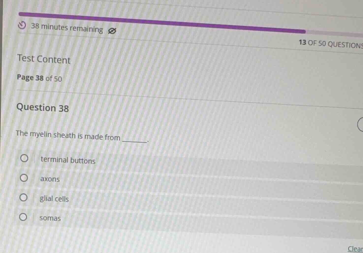 38 minutes remaining13 of 50 questionstest contentpage 38 of 50question…
