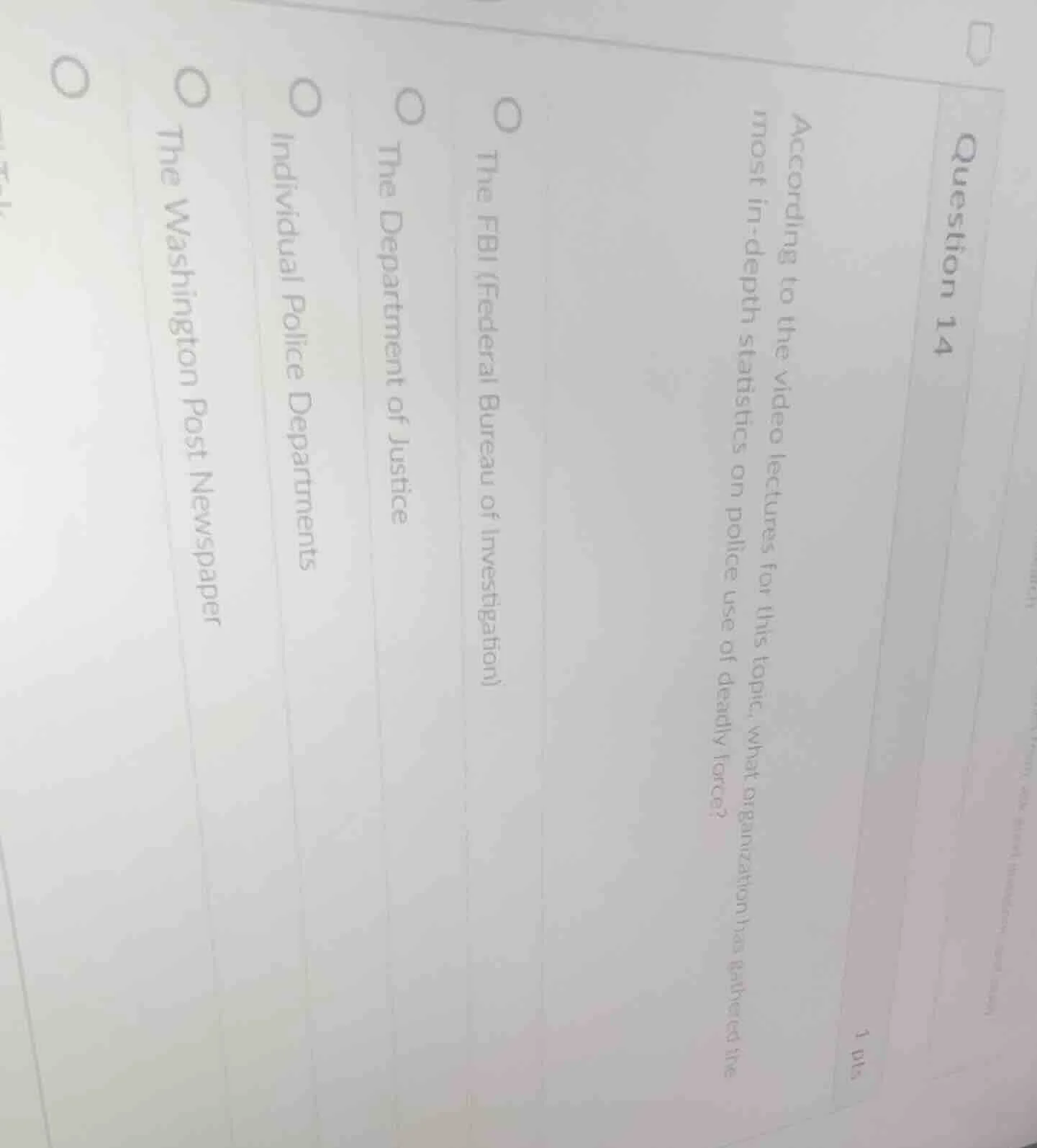 question 14 1 pts according to the video lectures for this topic, what …