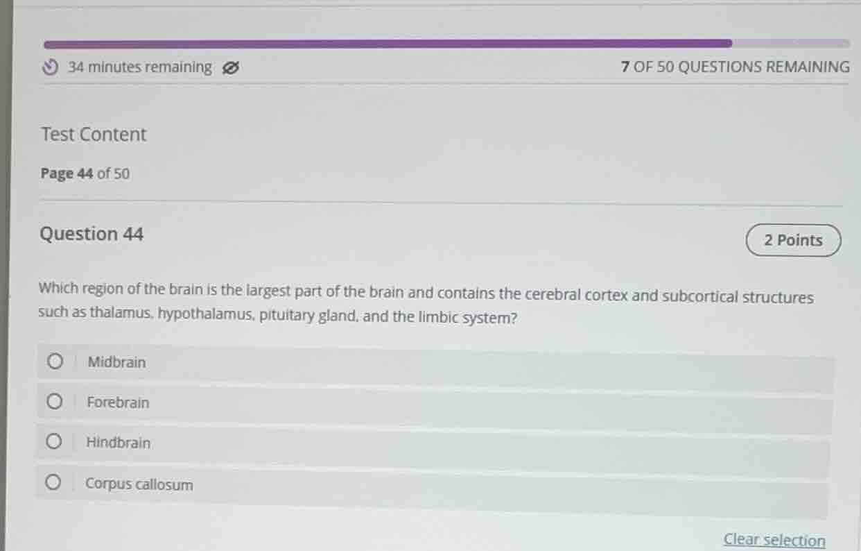 34 minutes remaining7 of 50 questions remainingtest contentpage 44 of 5…