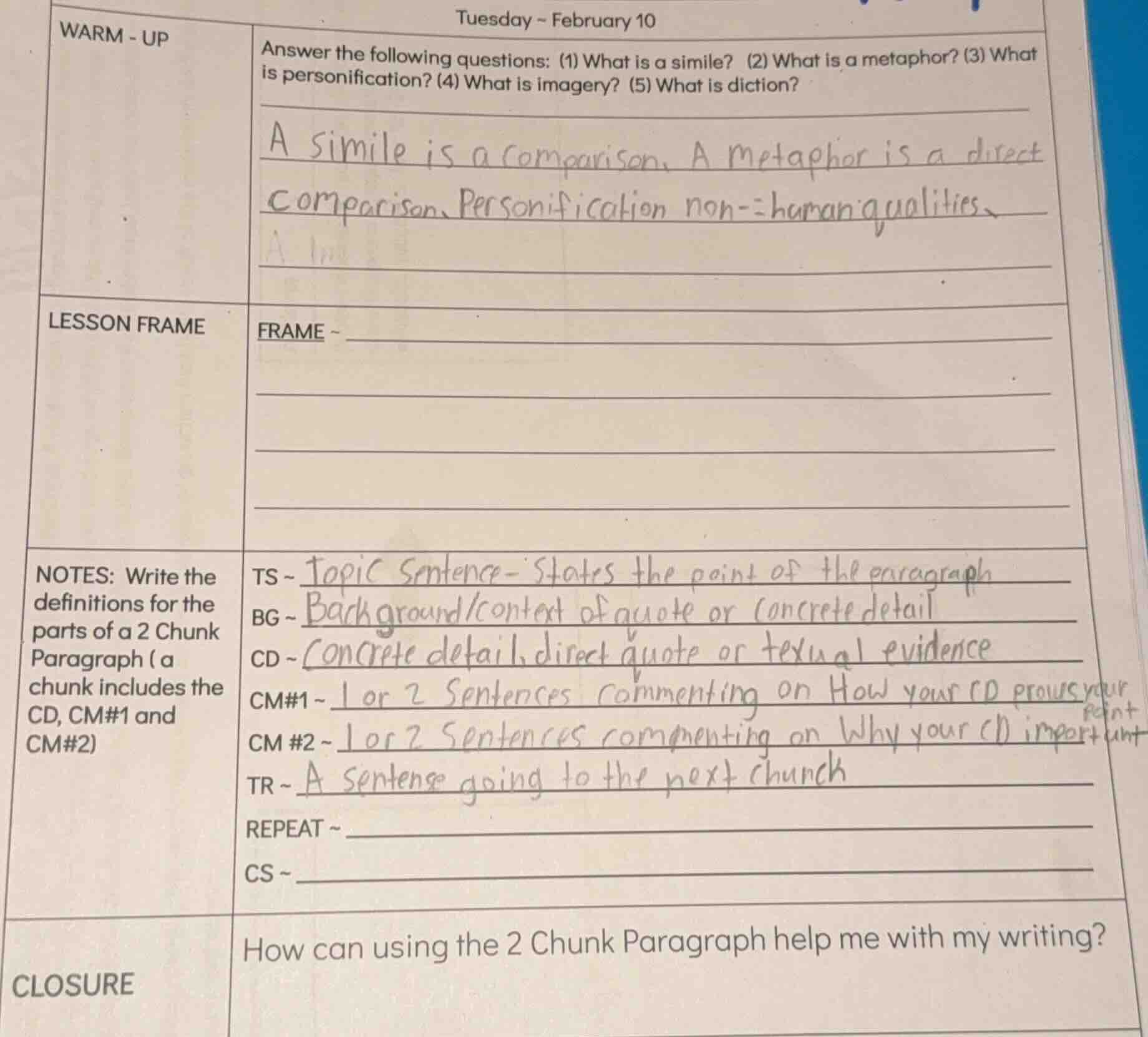 tuesday - february 10 warm - up answer the following questions: (1) wha…