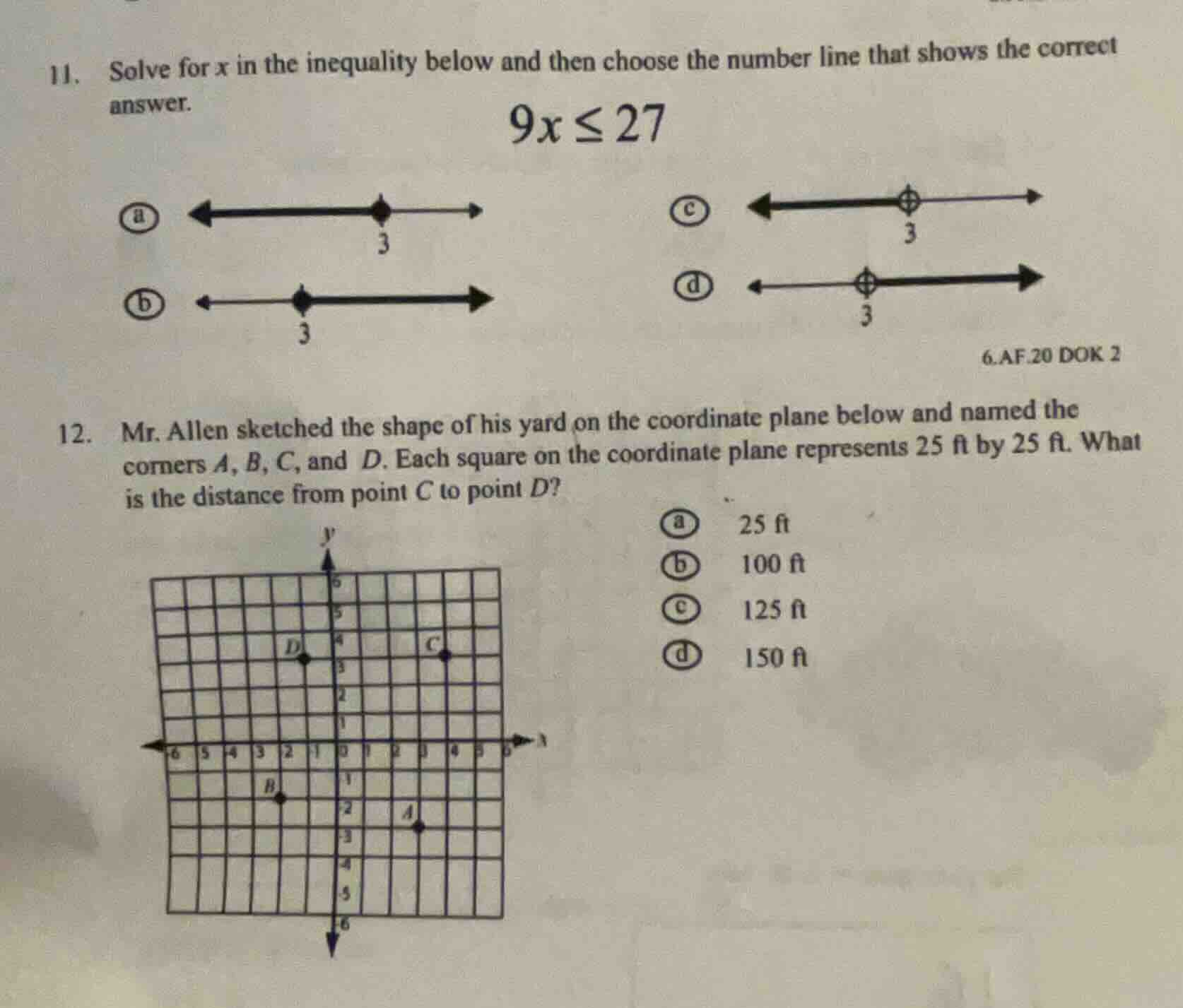 11. solve for $x$ in the inequality below and then choose the number li…