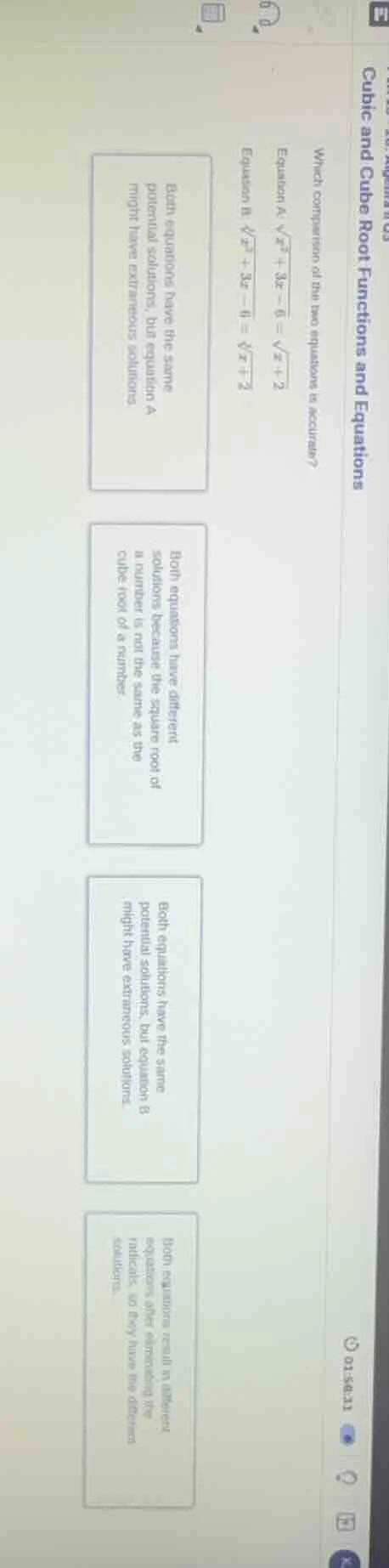 cubic and cube root functions and equations which comparison of the two…