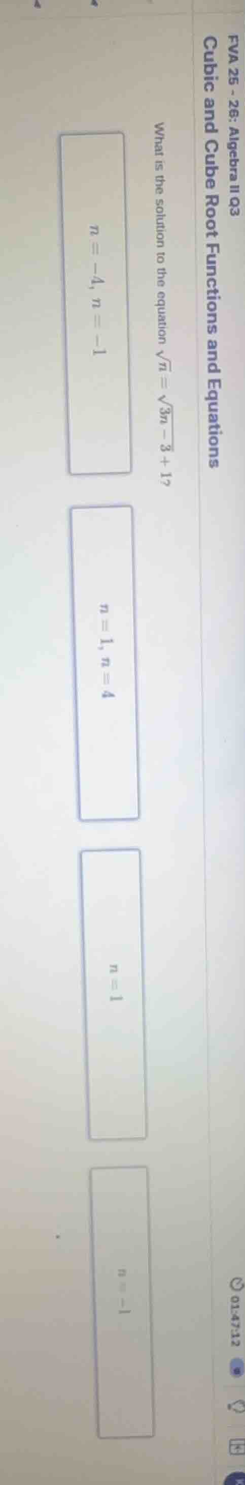 fva 25 - 26: algebra ii q3 cubic and cube root functions and equations …