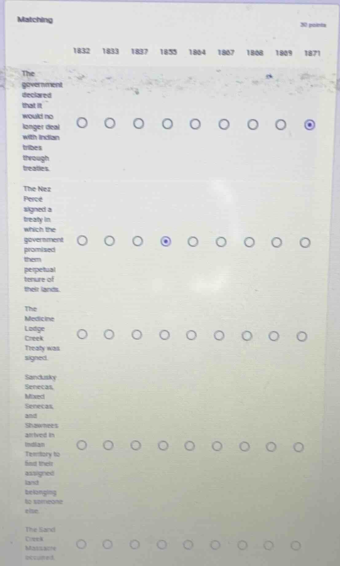 matching 30 points 1832 1833 1837 1855 1864 1867 1868 1869 1871 the gov…