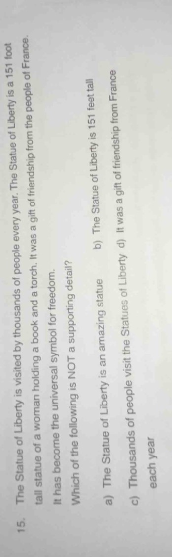 15. the statue of liberty is visited by thousands of people every year.…