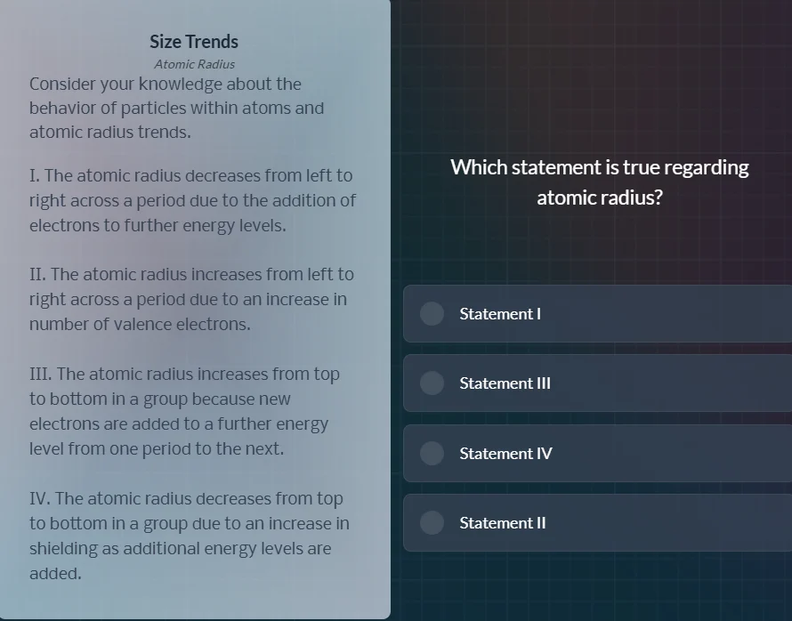 size trends atomic radius consider your knowledge about the behavior of…