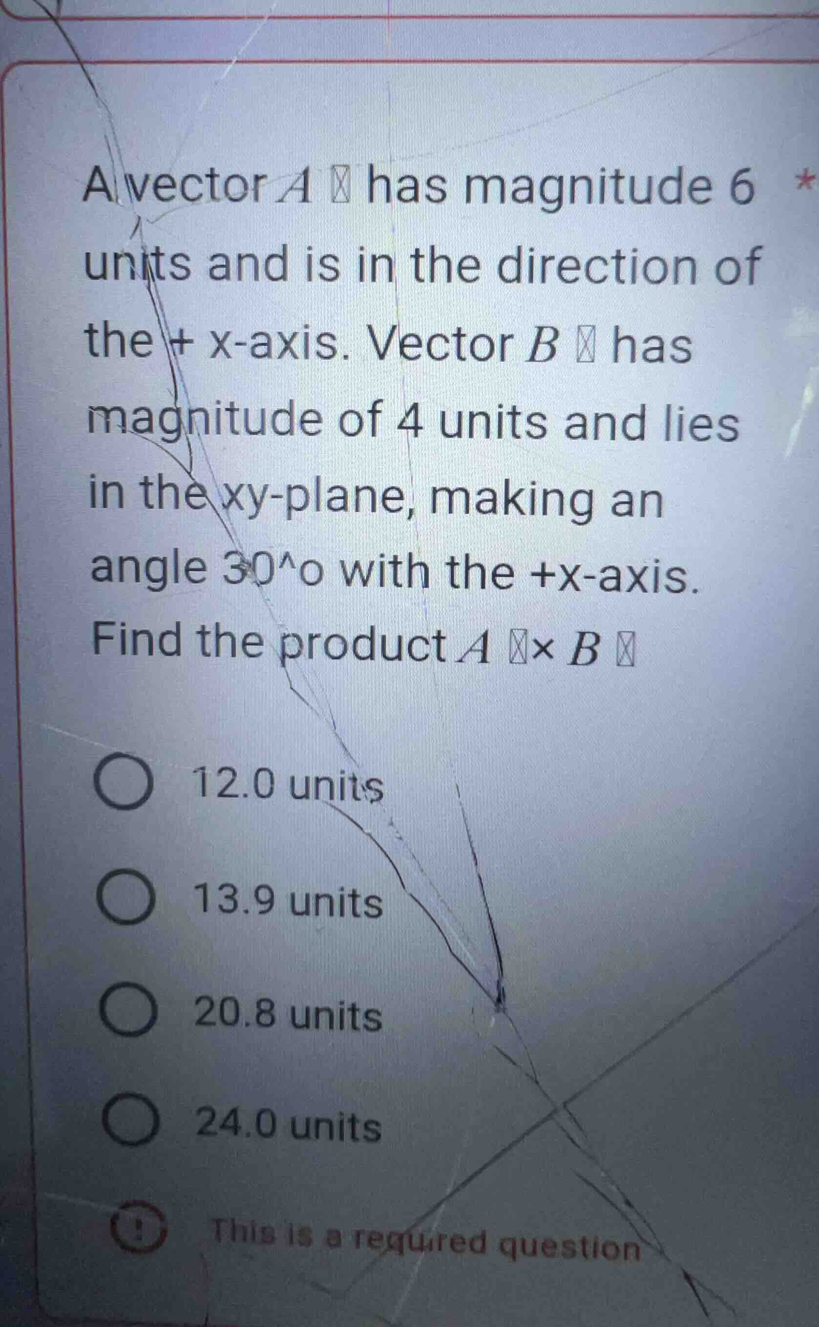 a vector $a$ has magnitude 6 units and is in the direction of the + x-a…