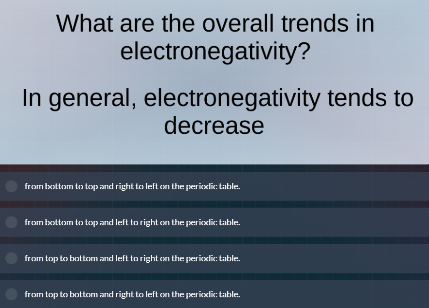 what are the overall trends in electronegativity? in general, electrone…