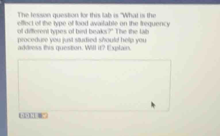 the lesson question for this lab is \what is the effect of the type of …