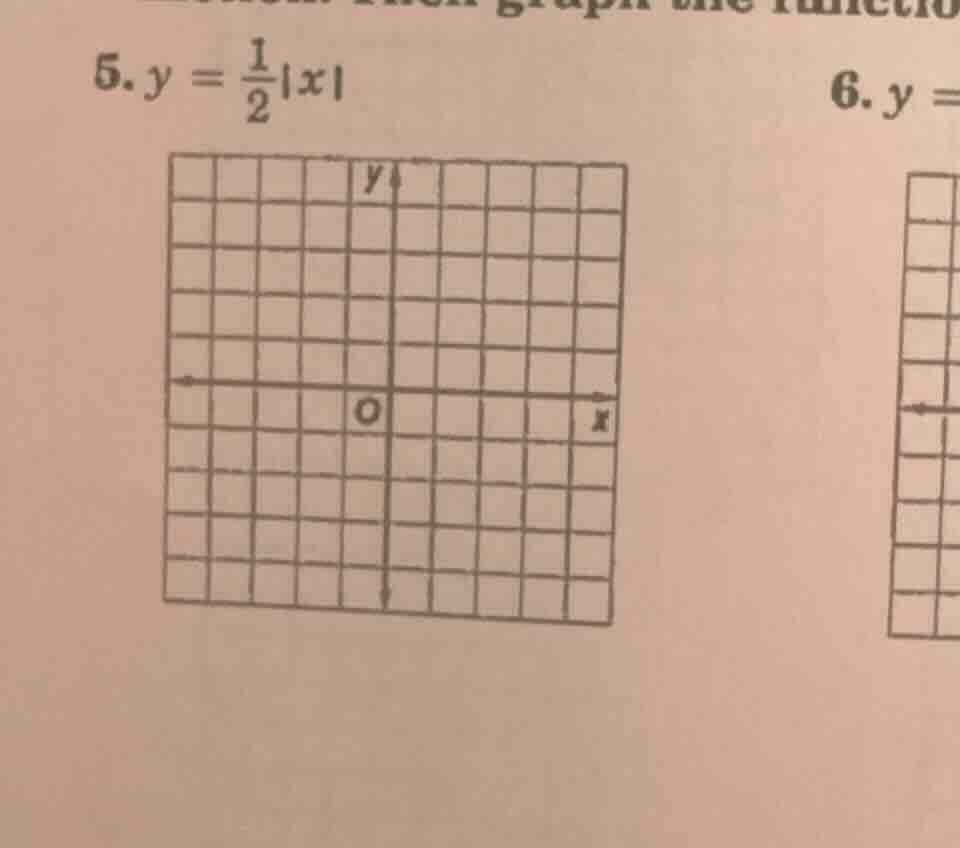 5. $y = \\frac{1}{2}|x|$ 6. $y = $