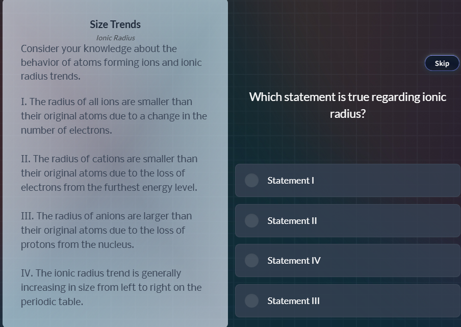 size trends ionic radius consider your knowledge about the behavior of …