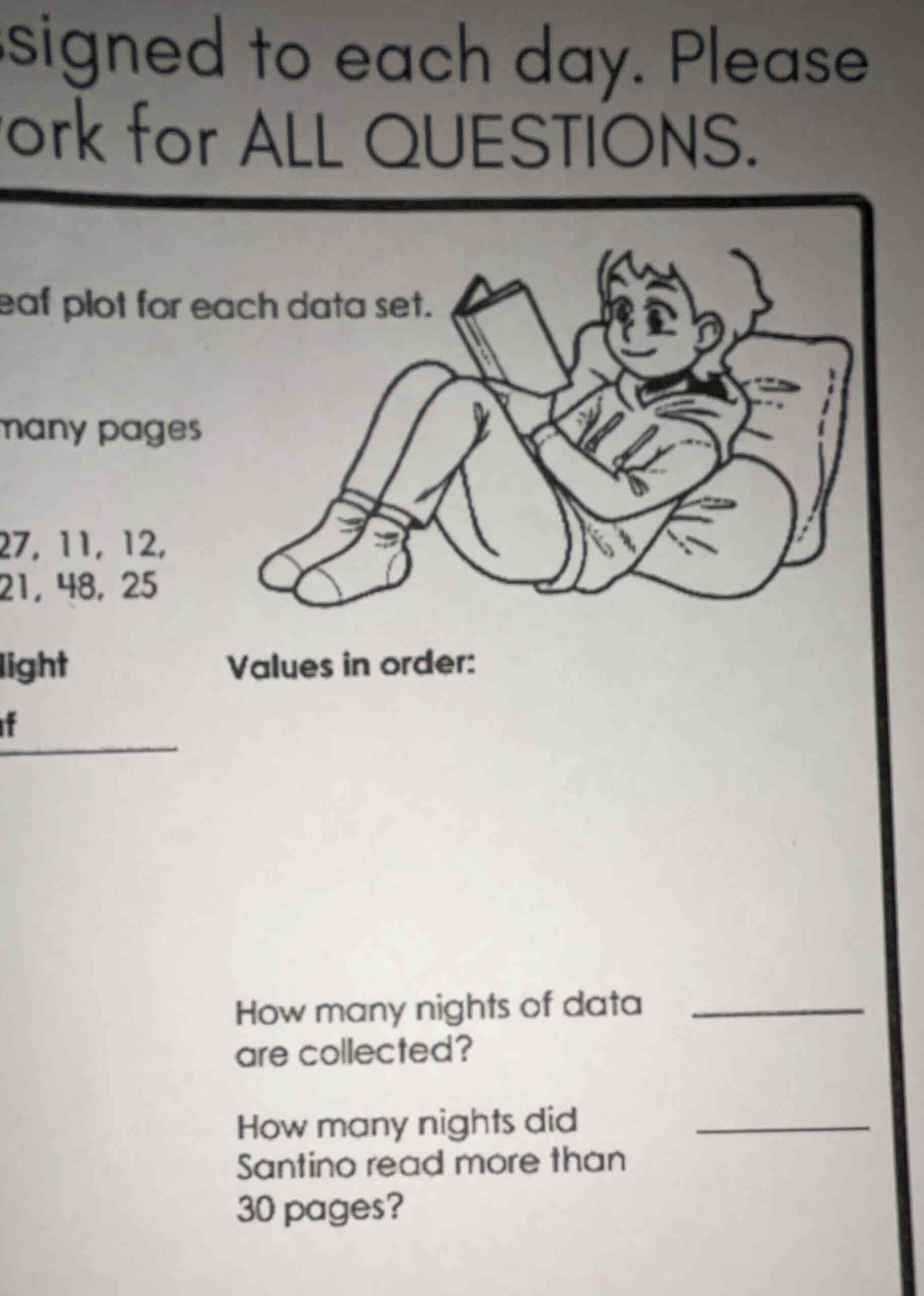 ssigned to each day. please ork for all questions. eaf plot for each da…