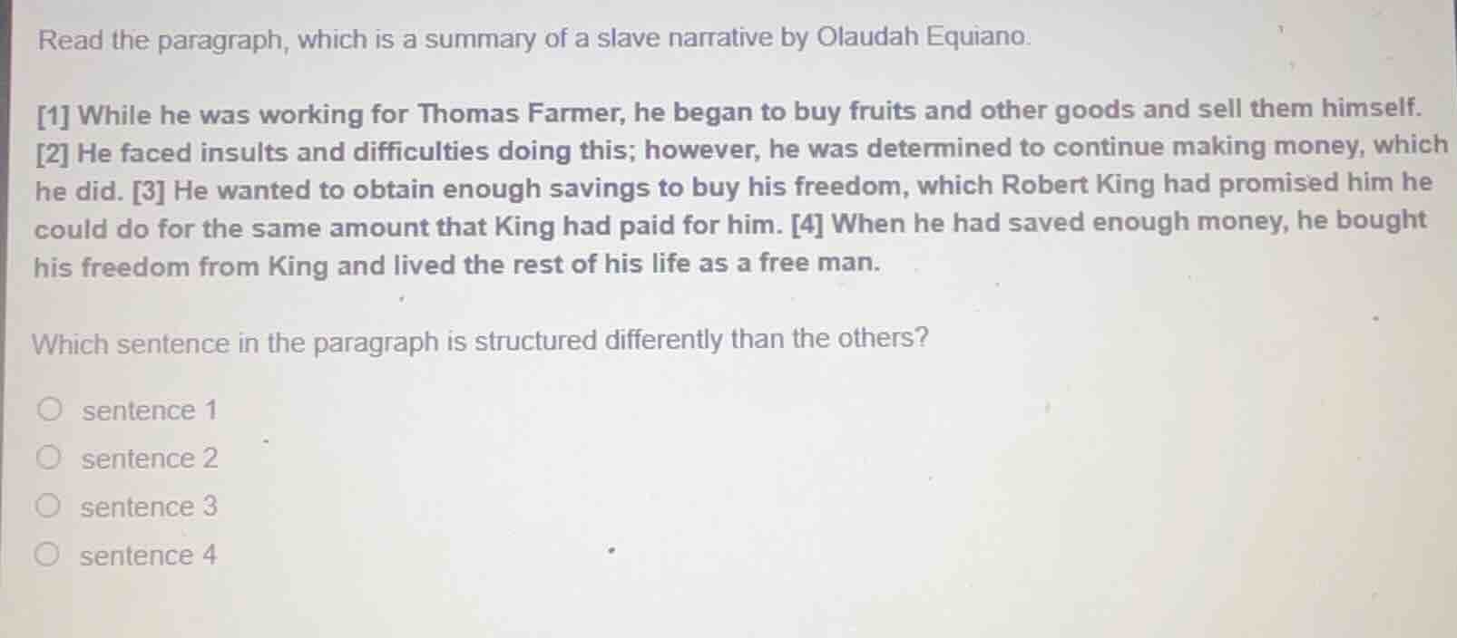 read the paragraph, which is a summary of a slave narrative by olaudah …