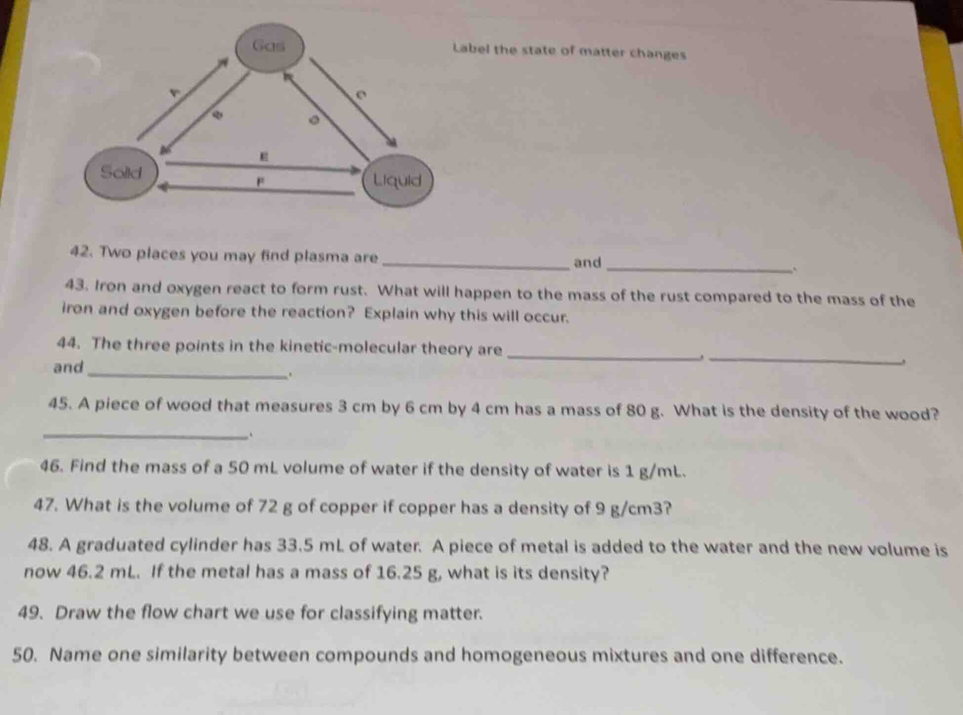 label the state of matter changes42. two places you may find plasma are…