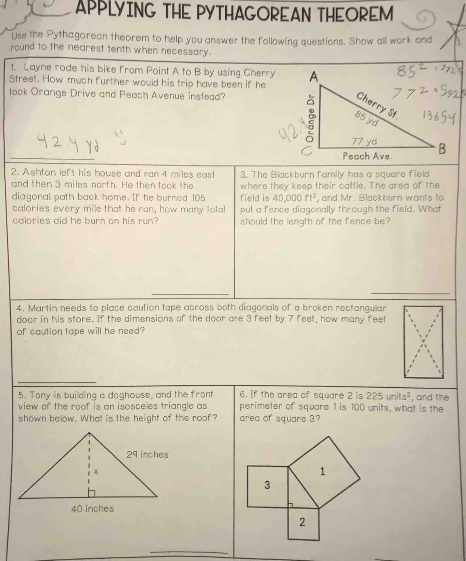 applying the pythagorean theorem use the pythagorean theorem to help yo…