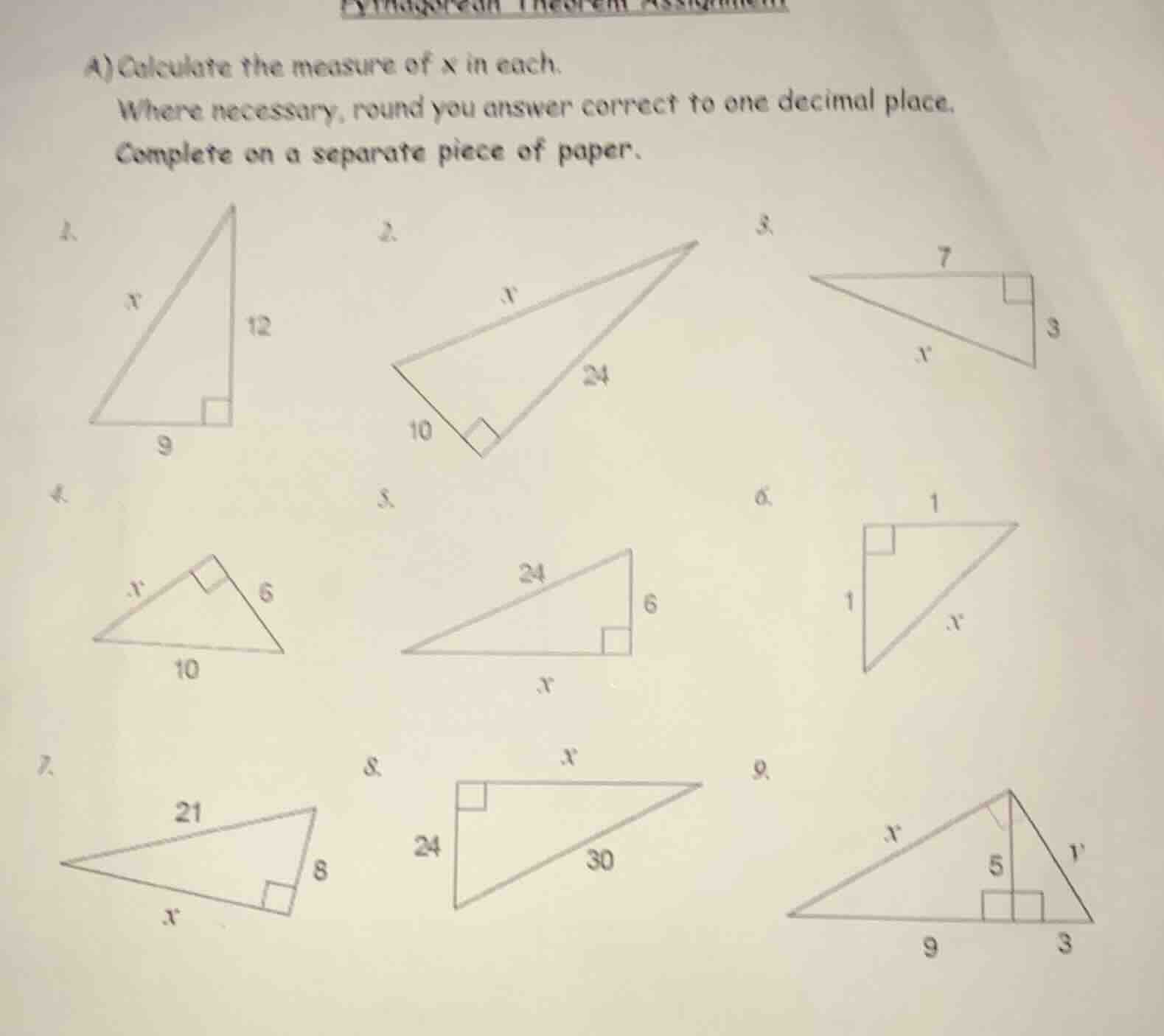 a) calculate the measure of $x$ in each. where necessary, round you ans…