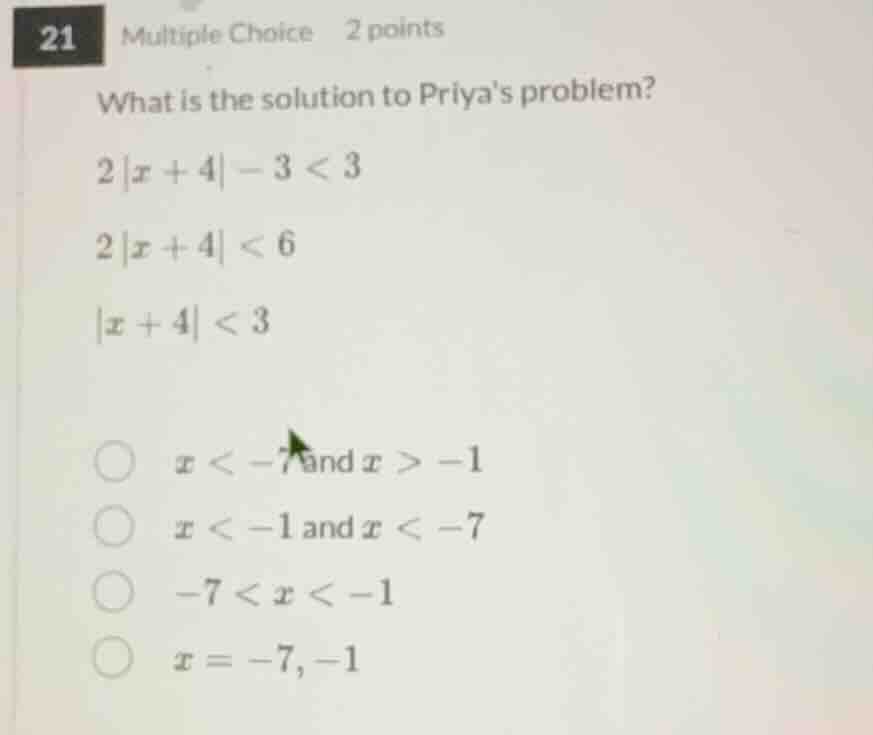 21 multiple choice 2 points what is the solution to priyas problem? $2|…