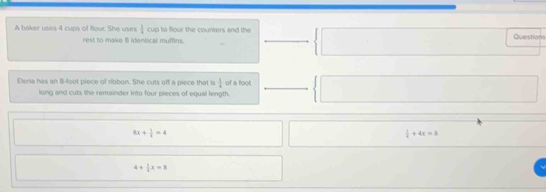 a baker uses 4 cups of flour. she uses $\frac{1}{4}$ cup to flour the c…