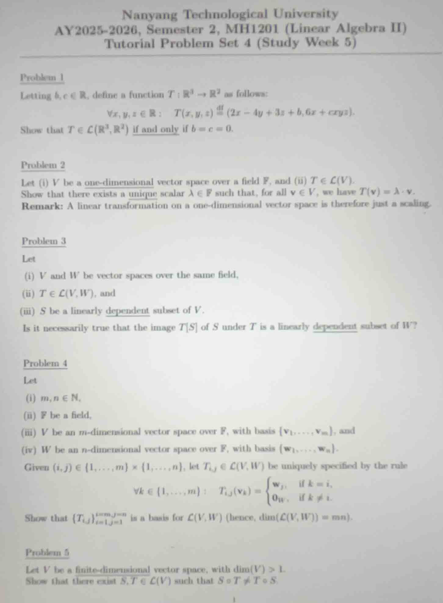 nanyang technological university ay2025-2026, semester 2, mh1201 (linea…