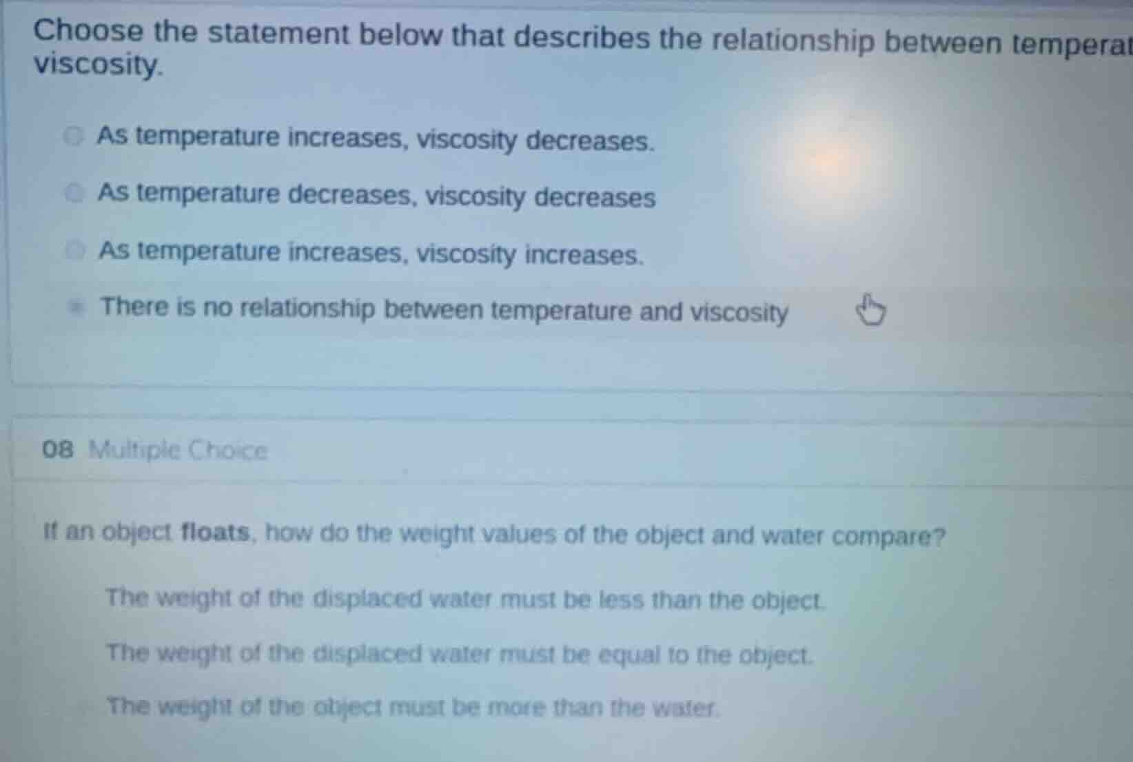 choose the statement below that describes the relationship between temp…