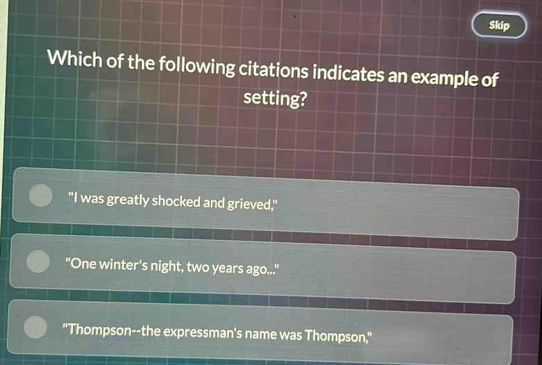 skip which of the following citations indicates an example of setting? …